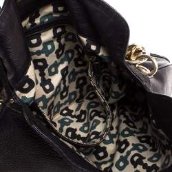 Pre Owned Gucci Metallic Black Leather Medium Babouska Indy Hobo