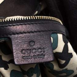 Pre Owned Gucci Metallic Black Leather Medium Babouska Indy Hobo