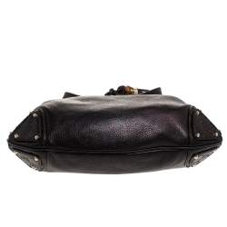 Pre Owned Gucci Metallic Black Leather Medium Babouska Indy Hobo