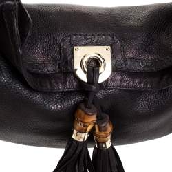 Pre Owned Gucci Metallic Black Leather Medium Babouska Indy Hobo