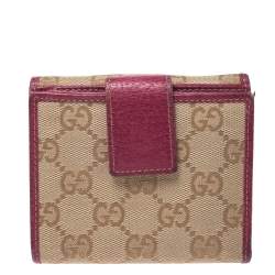 Gucci Beige/Pink GG Canvas Compact Wallet