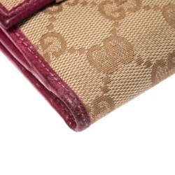 Gucci Beige/Pink GG Canvas Compact Wallet