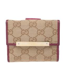 Gucci Beige/Pink GG Canvas Compact Wallet