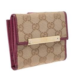 Gucci Beige/Pink GG Canvas Compact Wallet