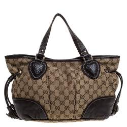 مملوكة مسبقًا Gucci Beige/Brown GG Canvas and Leather Tribeca Satchel