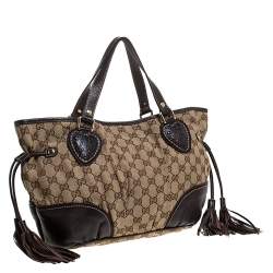 مملوكة مسبقًا Gucci Beige/Brown GG Canvas and Leather Tribeca Satchel