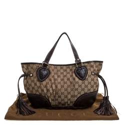 مملوكة مسبقًا Gucci Beige/Brown GG Canvas and Leather Tribeca Satchel