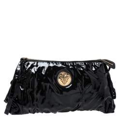 مملوكة مسبقًا حقيبة كلتش غوتشي هيستريا كبيرة جلد لامعة سوداء