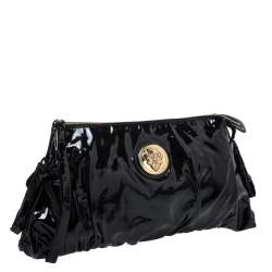 مملوكة مسبقًا حقيبة كلتش غوتشي هيستريا كبيرة جلد لامعة سوداء