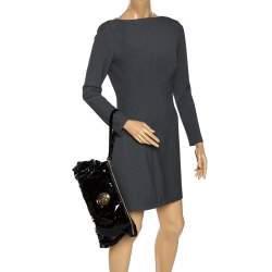 مملوكة مسبقًا حقيبة كلتش غوتشي هيستريا كبيرة جلد لامعة سوداء