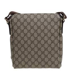 Pre Owned Gucci Beige/Brown GG Supreme Canvas Flat Messenger Bag