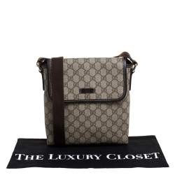 Pre Owned Gucci Beige/Brown GG Supreme Canvas Flat Messenger Bag
