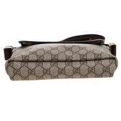 Pre Owned Gucci Beige/Brown GG Supreme Canvas Flat Messenger Bag