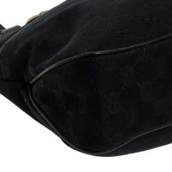 مملوكة مسبقًا حقيبة كتف غوتشي كانفاس  جي جي  وجلد سوداء