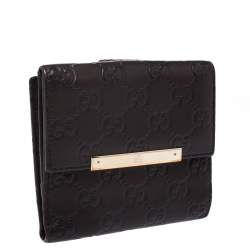 Gucci Brown Guccissima Leather French Flap Wallet