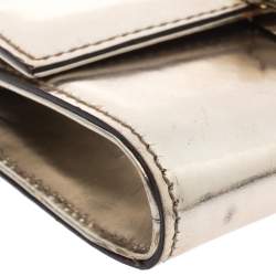 Pre Owned Gucci Metallic Gold Leather Gem Mini Clutch