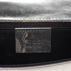 Pre Owned Gucci Metallic Gold Leather Gem Mini Clutch