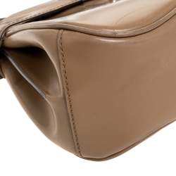 Pre Owned Gucci Beige Leather Lady Lock Bamboo Top Handle Bag