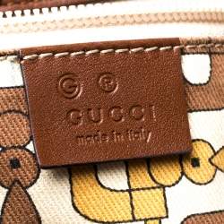 Pre Owned Gucci Khaki Canvas and Leather Shopper Tote