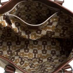 Pre Owned Gucci Khaki Canvas and Leather Shopper Tote