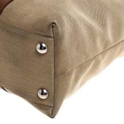 Pre Owned Gucci Khaki Canvas and Leather Shopper Tote