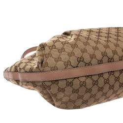 Pre Owned Gucci Beige GG Canvas and Leather Small Scarlett Interlocking G Tote