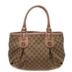 Pre Owned Gucci Beige GG Canvas and Leather Small Scarlett Interlocking G Tote