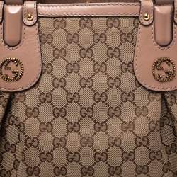 Pre Owned Gucci Beige GG Canvas and Leather Small Scarlett Interlocking G Tote