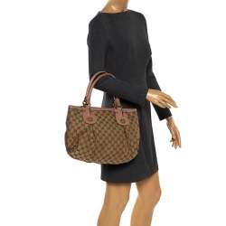 Pre Owned Gucci Beige GG Canvas and Leather Small Scarlett Interlocking G Tote