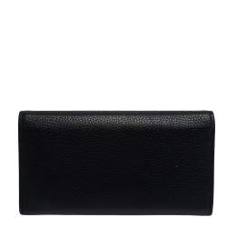 Pre Owned Gucci Black Leather Animalier Continental Wallet