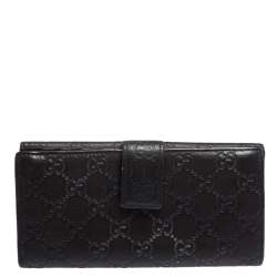 Gucci Dark Brown Guccissima Leather Flap Continental Wallet