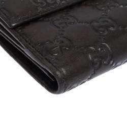 Gucci Dark Brown Guccissima Leather Flap Continental Wallet