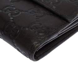 Gucci Dark Brown Guccissima Leather Flap Continental Wallet