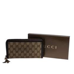 Gucci Beige GG Canvas and Leather Continental Zip Around Wallet