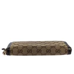 Gucci Beige GG Canvas and Leather Continental Zip Around Wallet