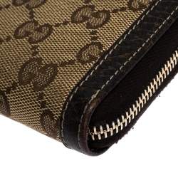 Gucci Beige GG Canvas and Leather Continental Zip Around Wallet