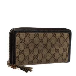 Gucci Beige GG Canvas and Leather Continental Zip Around Wallet