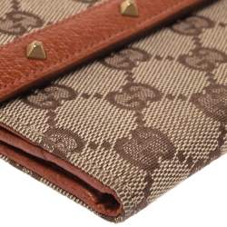 Gucci Beige GG Canvas and Leather Nailhead Compact Wallet