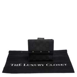 Gucci Black GG Canvas and Leather Studded Compact Wallet