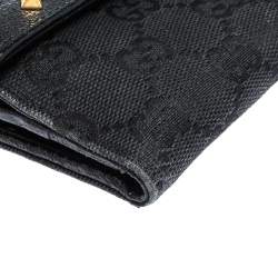 Gucci Black GG Canvas and Leather Studded Compact Wallet