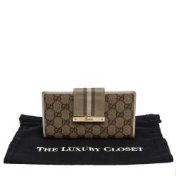 Gucci Beige GG Canvas and Leather Web Continental Wallet