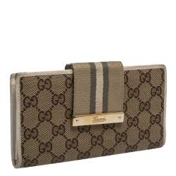 Gucci Beige GG Canvas and Leather Web Continental Wallet