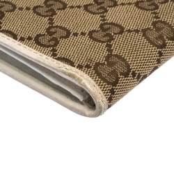 Gucci Beige GG Canvas and Leather Web Continental Wallet