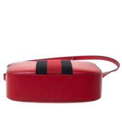 Pre Owned Gucci Red Leather Webby Bee Crossbody Bag