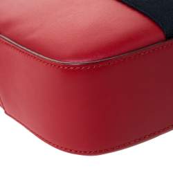 Pre Owned Gucci Red Leather Webby Bee Crossbody Bag