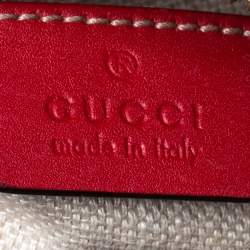 Pre Owned Gucci Red Leather Webby Bee Crossbody Bag