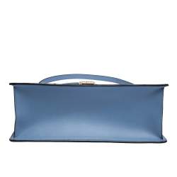 Pre Owned Gucci Blue Floral Embroidered Leather Medium Sylvie Top Handle Bag
