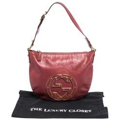 Pre Owned Gucci Dark Pink Leather Blondie Hobo