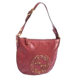 Pre Owned Gucci Dark Pink Leather Blondie Hobo