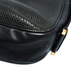 Pre Owned Gucci Black Perforated Leather and Canvas Vintage Jackie Shoulder Bag